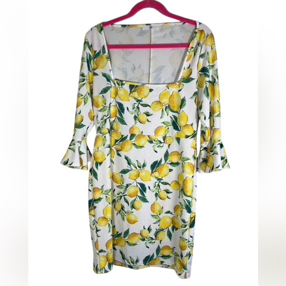 Colorful Fruit Dress White 14 Retro Lemon Resort Preppy Classic Summer